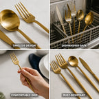Cutlery Set Matte Stainless Steel Dishwasher-Safe & Rust-Resistant