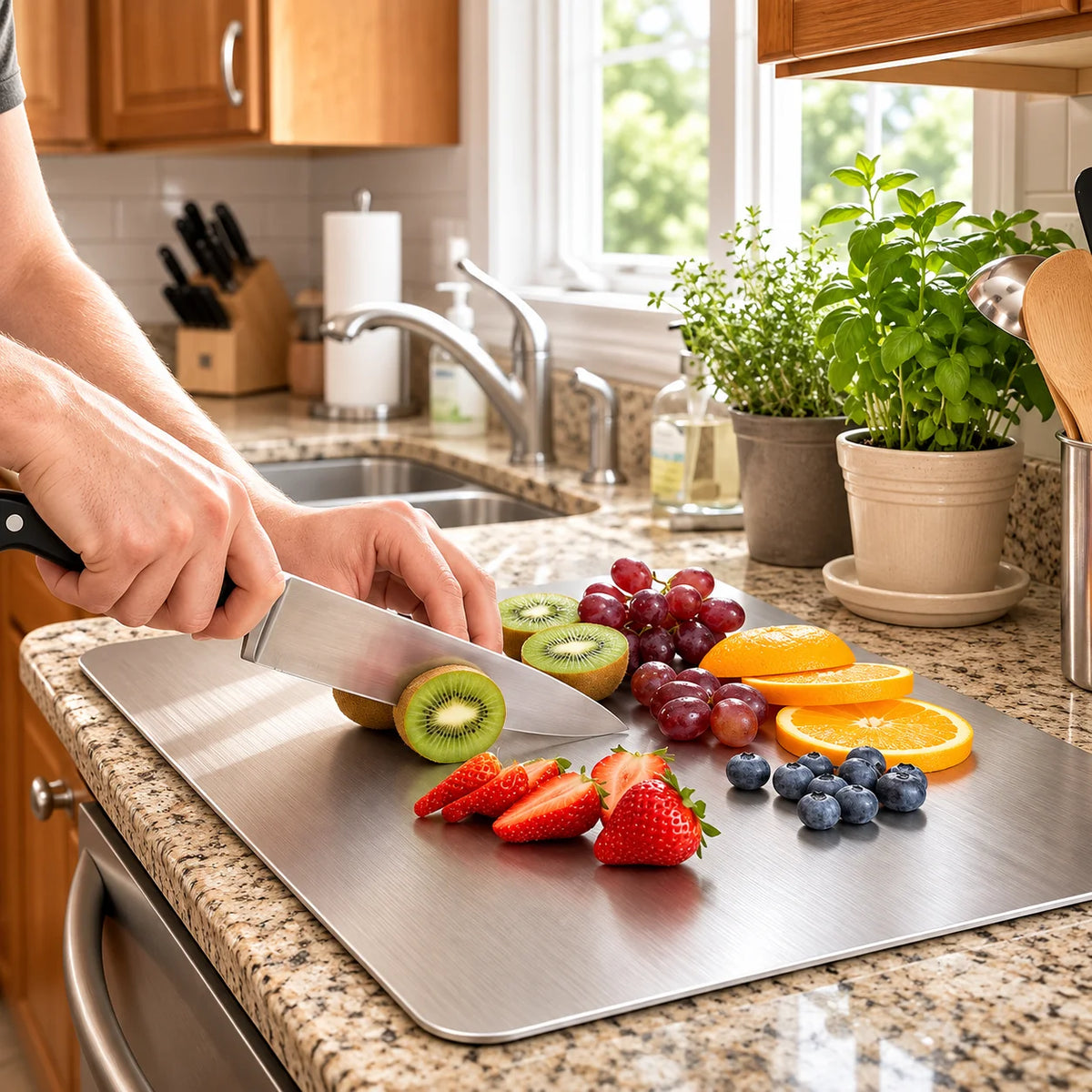 Cutting Board Antibacterial Stainless Steel Dishwasher-Safe