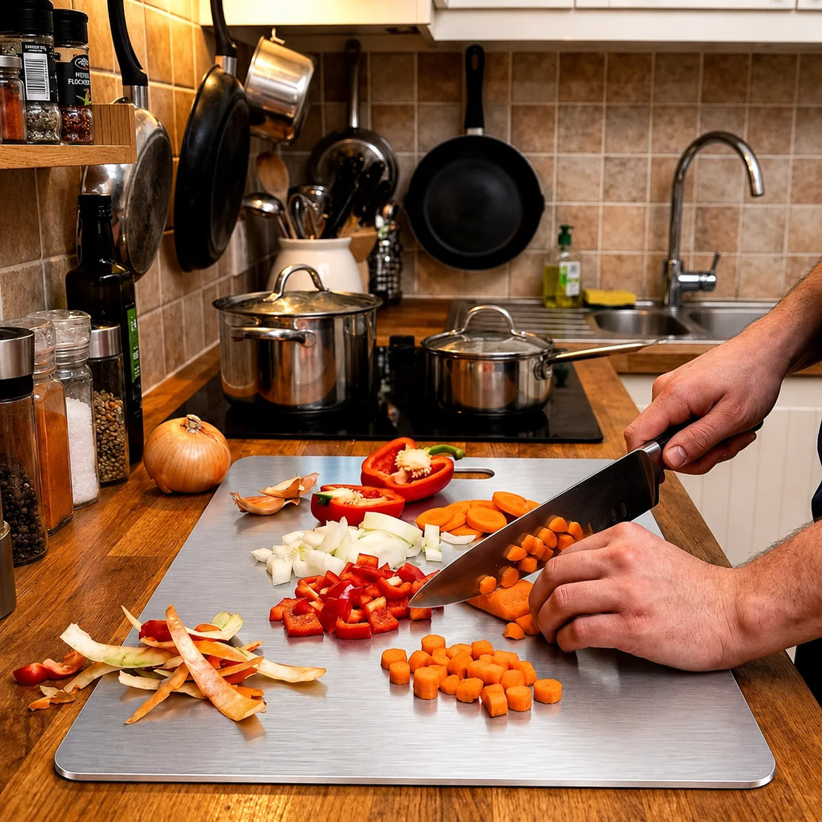 Cutting Board Antibacterial Stainless Steel Dishwasher-Safe
