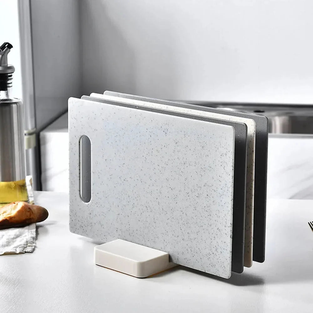 Cutting Board Set Four Double-Sided Space-Saving Holder