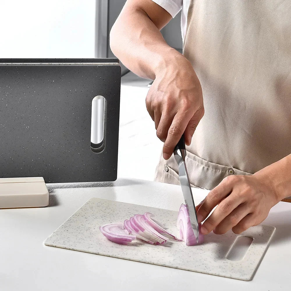 Cutting Board Set Four Double-Sided Space-Saving Holder