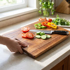 Cutting Board Solid Acacia Wood Carry Handle