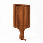 Cutting Board Solid Wood Integrated Handle & Leather Loop