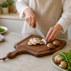 Cutting Board Solid Wood Integrated Handle & Leather Loop