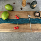 Cutting & Serving Board Handcrafted Turquoise Epoxy Solid Wood
