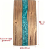 Cutting & Serving Board Handcrafted Turquoise Epoxy Solid Wood