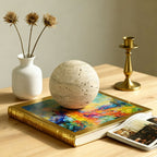 Decorative Sphere Hand-Carved Polished Travertine Marble