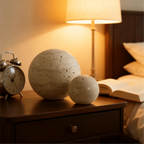 Decorative Sphere Hand-Carved Polished Travertine Marble