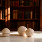 Decorative Sphere Hand-Carved Polished Travertine Marble