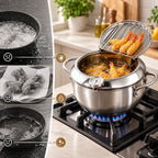 Deep Frying Pot Stainless Steel Thermometer & Oil Rack