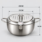 Deep Frying Pot Stainless Steel Thermometer & Oil Rack
