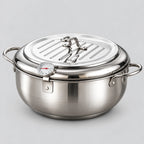 Deep Frying Pot Stainless Steel Thermometer & Oil Rack