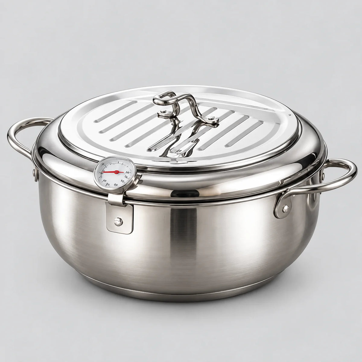 Deep Frying Pot Stainless Steel Thermometer & Oil Rack
