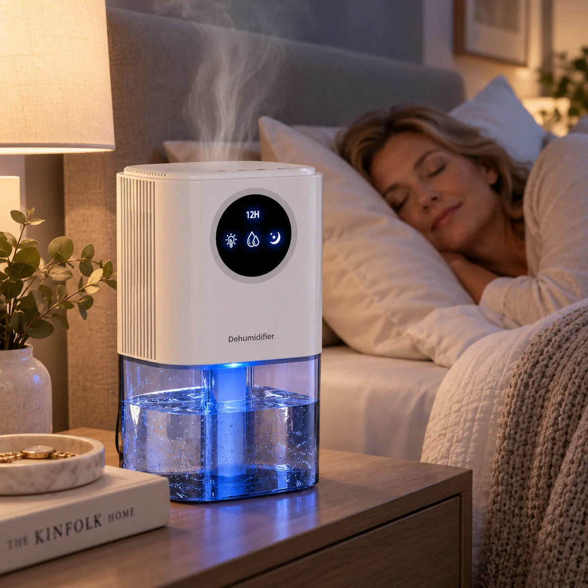 Dehumidifier 1.7L Tank Whisper-Quiet Color-Changing LED