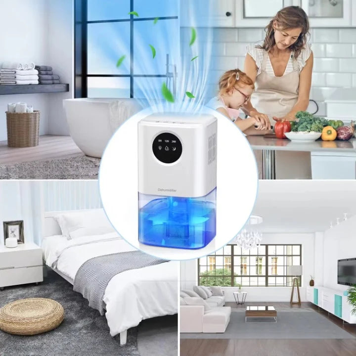 Dehumidifier 1.7L Tank Whisper-Quiet Color-Changing LED