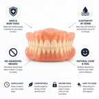 Denture Set Custom-Molded Suction Fit No Adhesive Needed