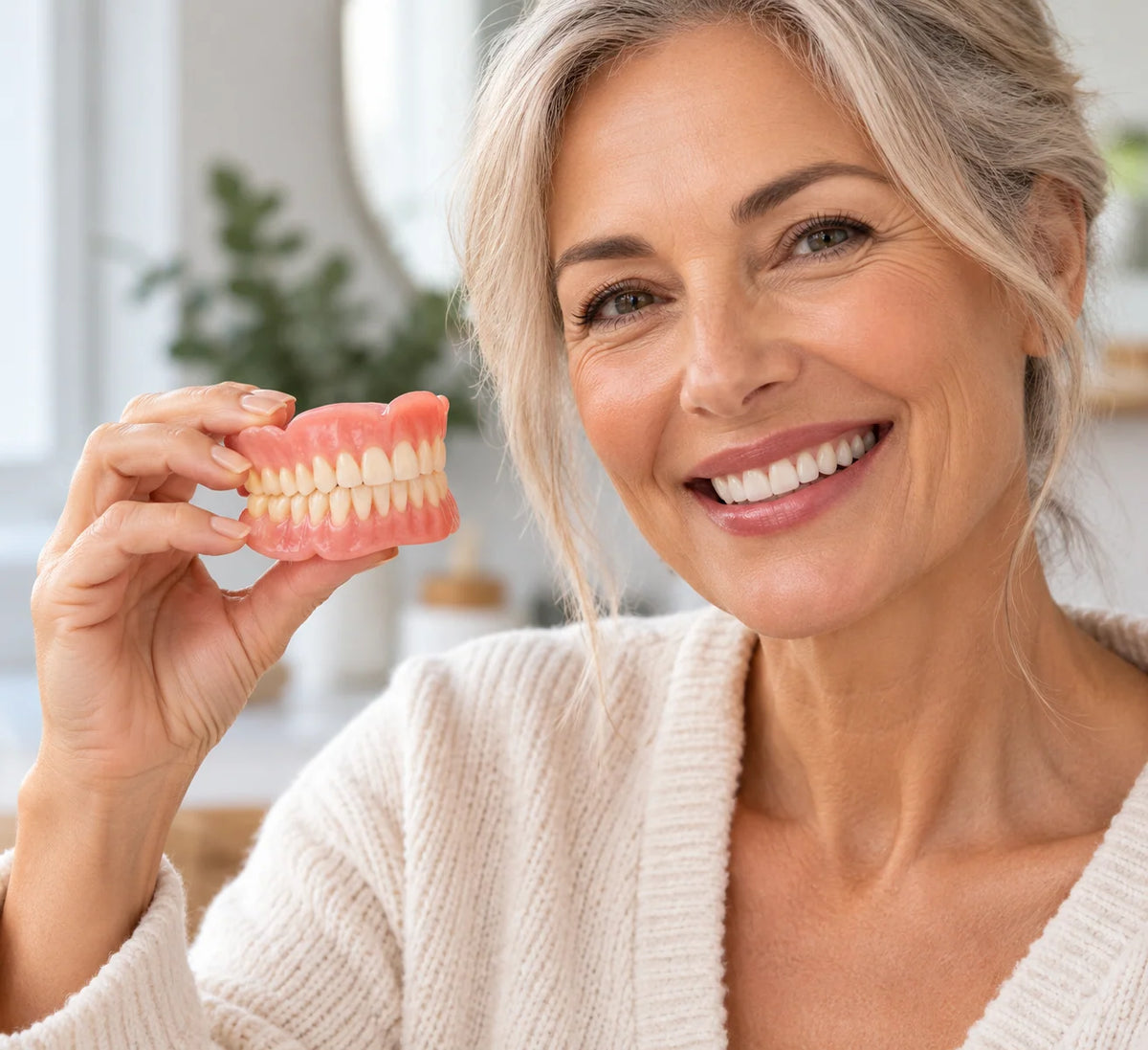 Denture Set Heat-Molded Custom Fit Adhesive-Free Suction Retention