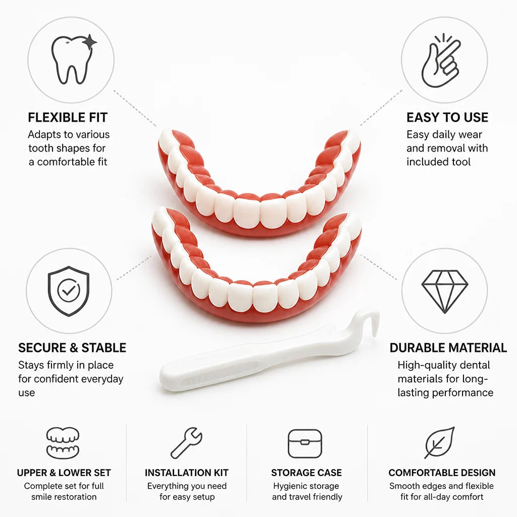 Denture Set Upper & Lower Flexible Fit Installation Kit