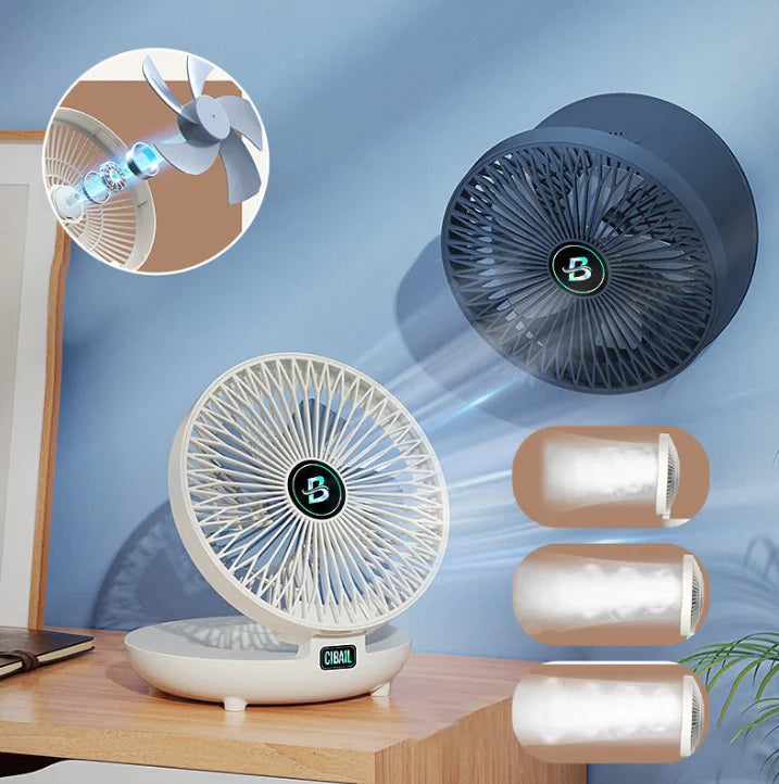Desk Fan USB Rechargeable Quiet Wall-Mountable