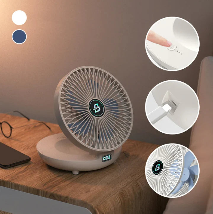 Desk Fan USB Rechargeable Quiet Wall-Mountable