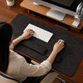 Desk Mat Set 3-Piece Leather-Look Non-Slip Padded Wrist Rests