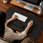 Desk Mat Set 3-Piece Leather-Look Non-Slip Padded Wrist Rests