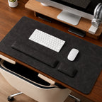 Desk Mat Set 3-Piece Leather-Look Non-Slip Padded Wrist Rests