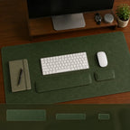 Desk Mat Set 3-Piece Leather-Look Non-Slip Padded Wrist Rests