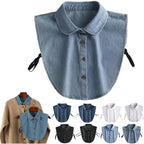Detachable Collar Lightweight Breathable Cotton Denim