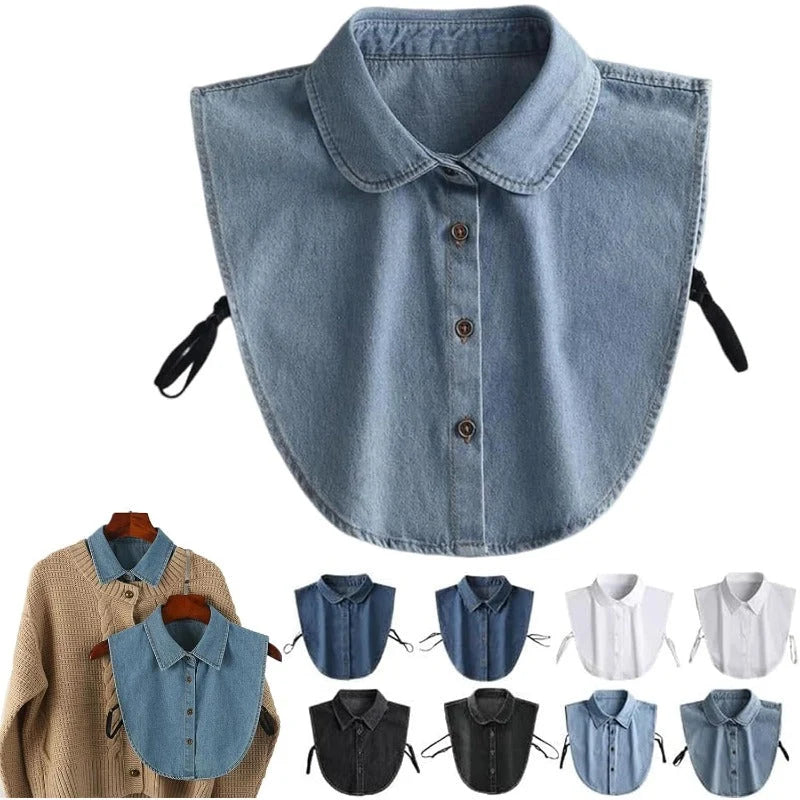 Detachable Collar Lightweight Breathable Cotton Denim
