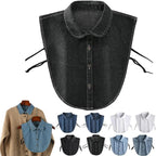 Detachable Collar Lightweight Breathable Cotton Denim