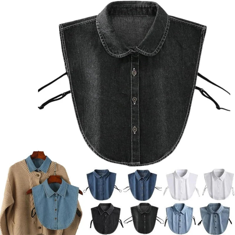 Detachable Collar Lightweight Breathable Cotton Denim