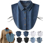 Detachable Collar Lightweight Breathable Cotton Denim