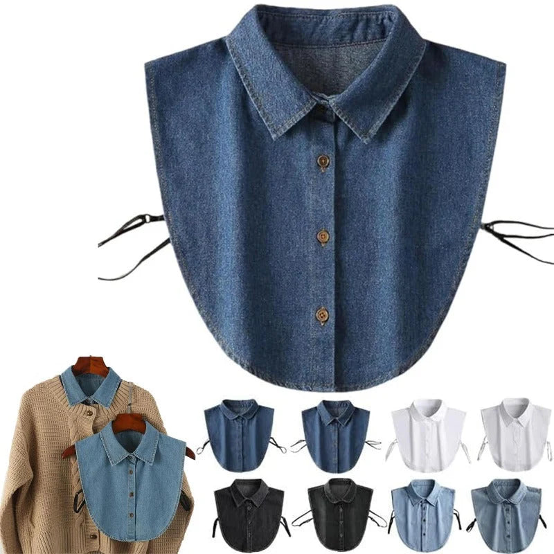 Detachable Collar Lightweight Breathable Cotton Denim