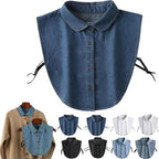 Detachable Collar Lightweight Breathable Cotton Denim