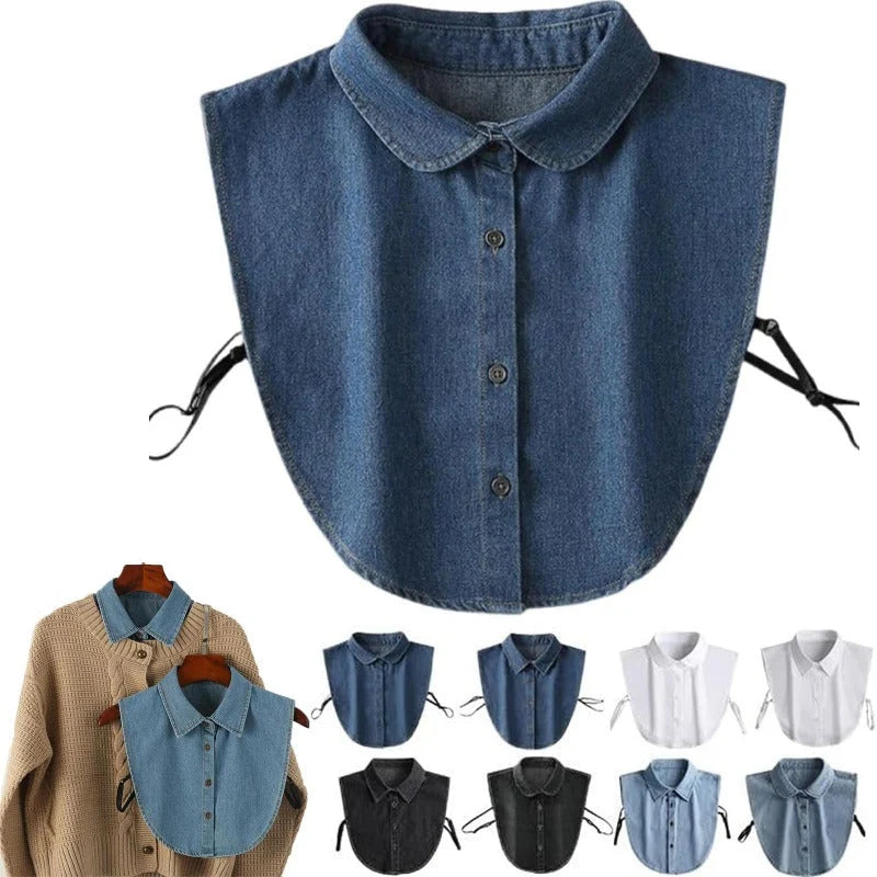 Detachable Collar Lightweight Breathable Cotton Denim