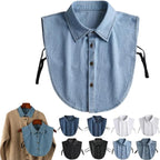 Detachable Collar Lightweight Breathable Cotton Denim