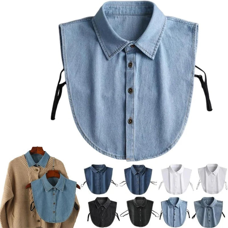 Detachable Collar Lightweight Breathable Cotton Denim
