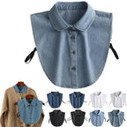 Detachable Collar Lightweight Breathable Cotton Denim