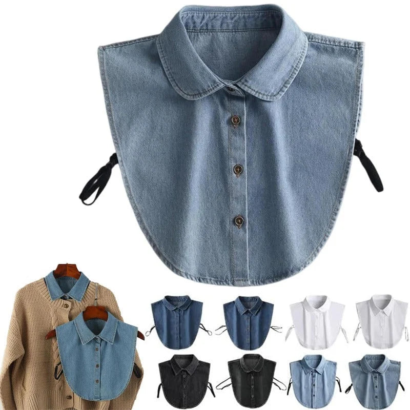 Detachable Collar Lightweight Breathable Cotton Denim