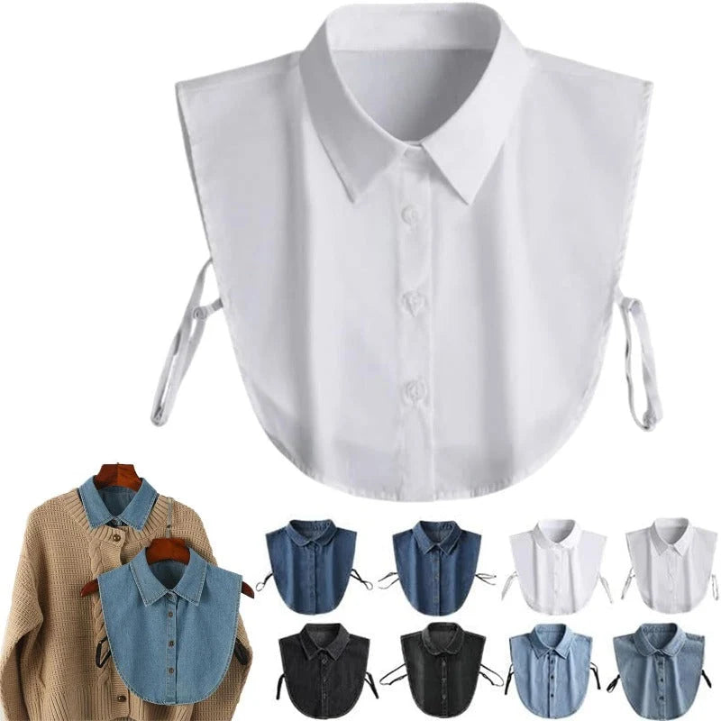 Detachable Collar Lightweight Breathable Cotton Denim