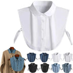 Detachable Collar Lightweight Breathable Cotton Denim