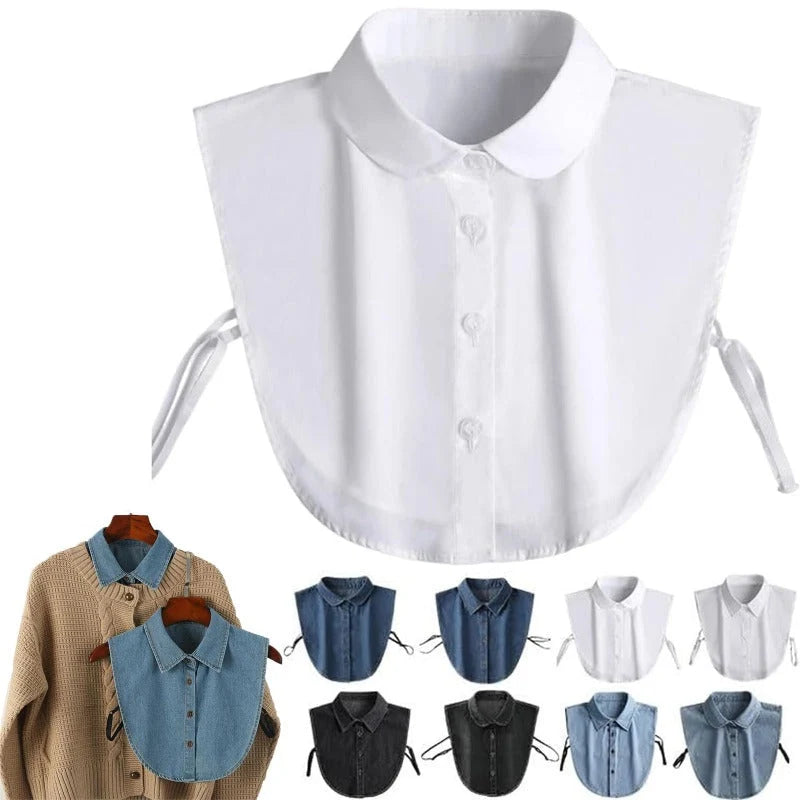 Detachable Collar Lightweight Breathable Cotton Denim