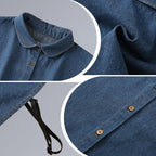 Detachable Collar Lightweight Breathable Cotton Denim