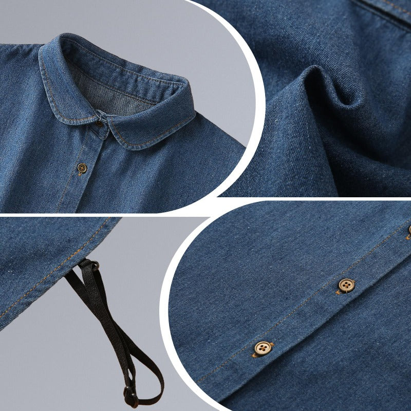 Detachable Collar Lightweight Breathable Cotton Denim