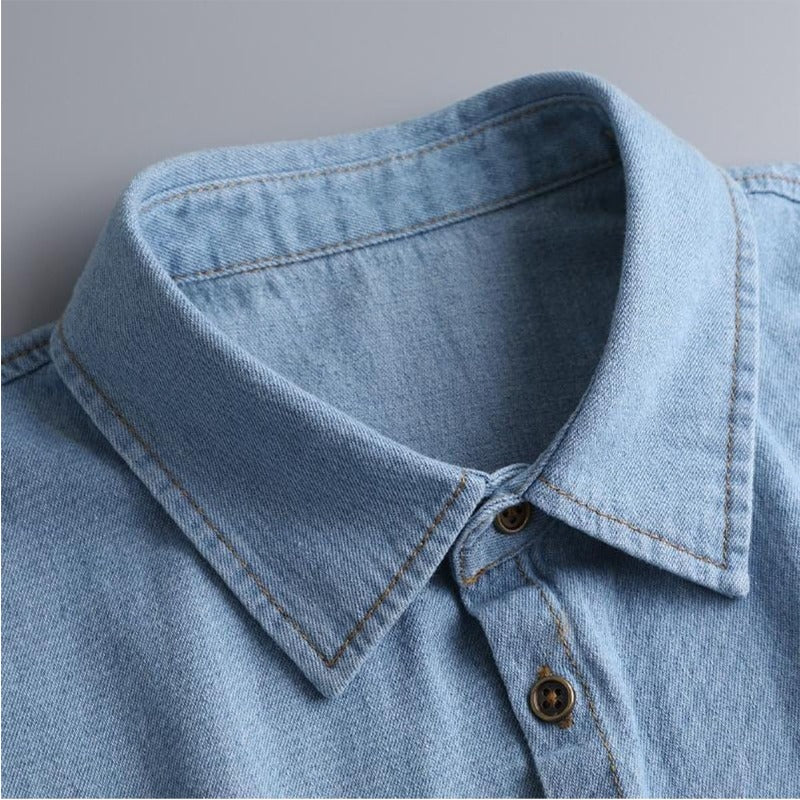 Detachable Collar Lightweight Breathable Cotton Denim