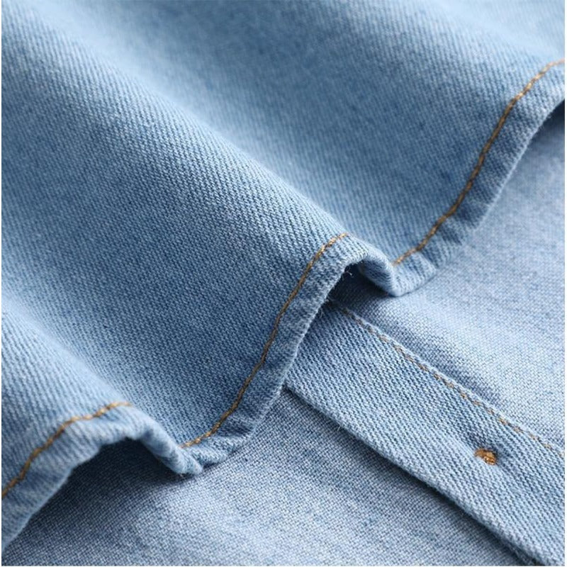 Detachable Collar Lightweight Breathable Cotton Denim