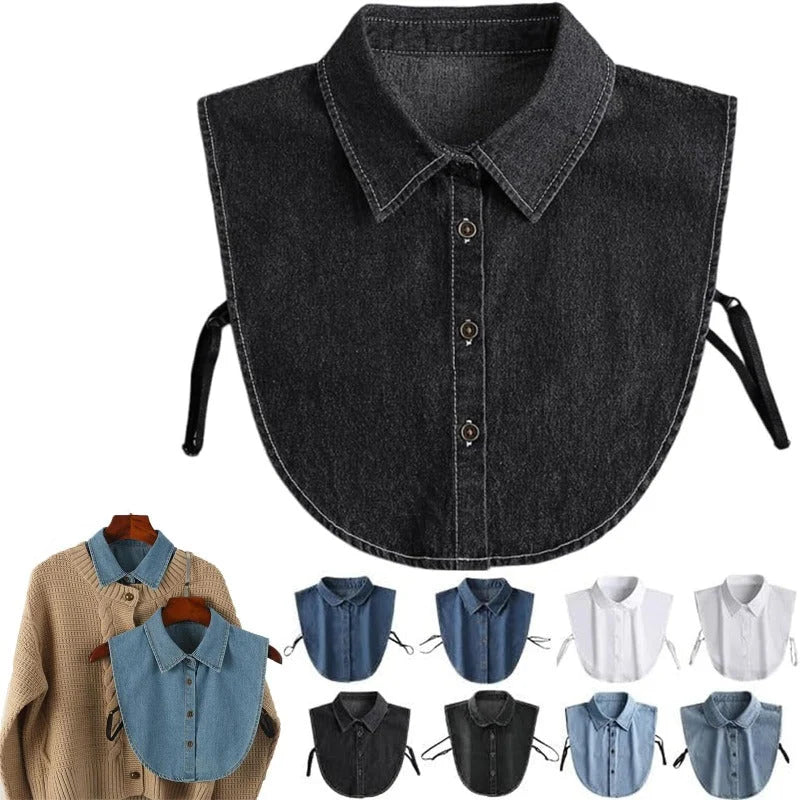 Detachable Collar Lightweight Breathable Cotton Denim