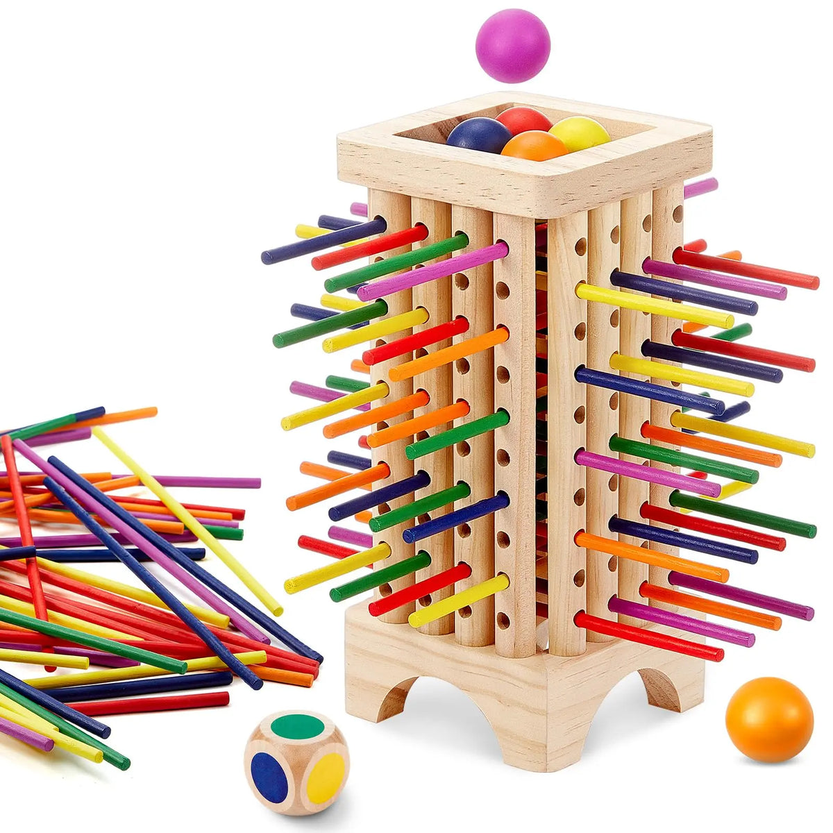 Dexterity Game Solid Wood Pull-Out Rod Tower