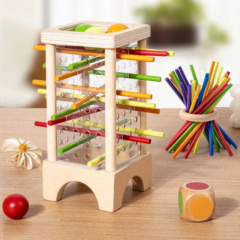Dexterity Game Solid Wood Pull-Out Rod Tower